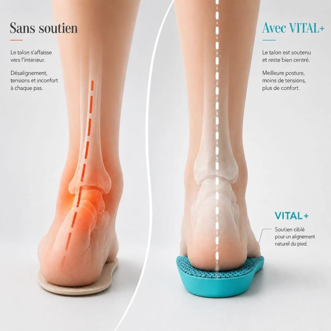 Pied sans soutien et pied avec semelle de soutien